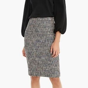 J. Crew No. 2 Pencil Pencil Skirt Black Metallic Tweed Size 6